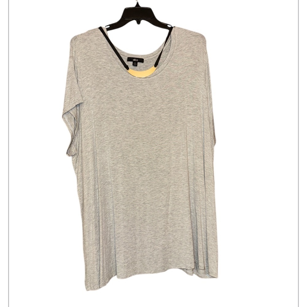 Ellos Gray Short Sleeve stretchy Top 3X